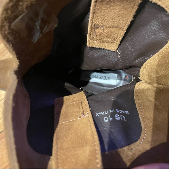 PIA CHESTNUT SUEDE Fold over chunky square block Western Pullover Riding Biker - Picture 9 of 10